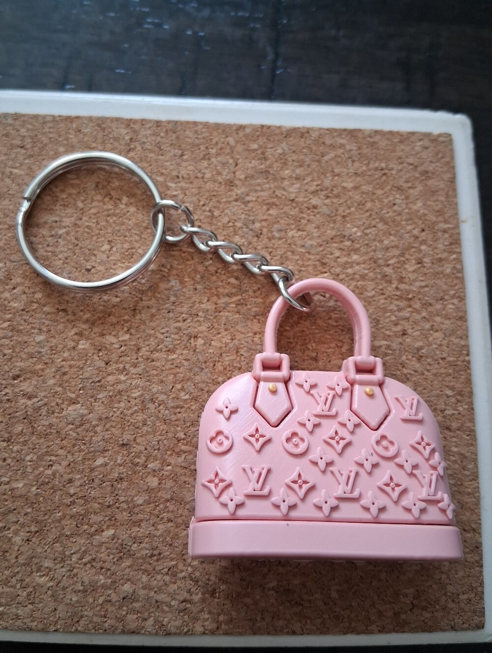 Pink Monogram Top-Handle Bag Keychain Charm
